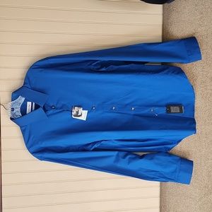 NWT Calvin Klein mens long-sleeved shirt button down size 16 slim fit blue